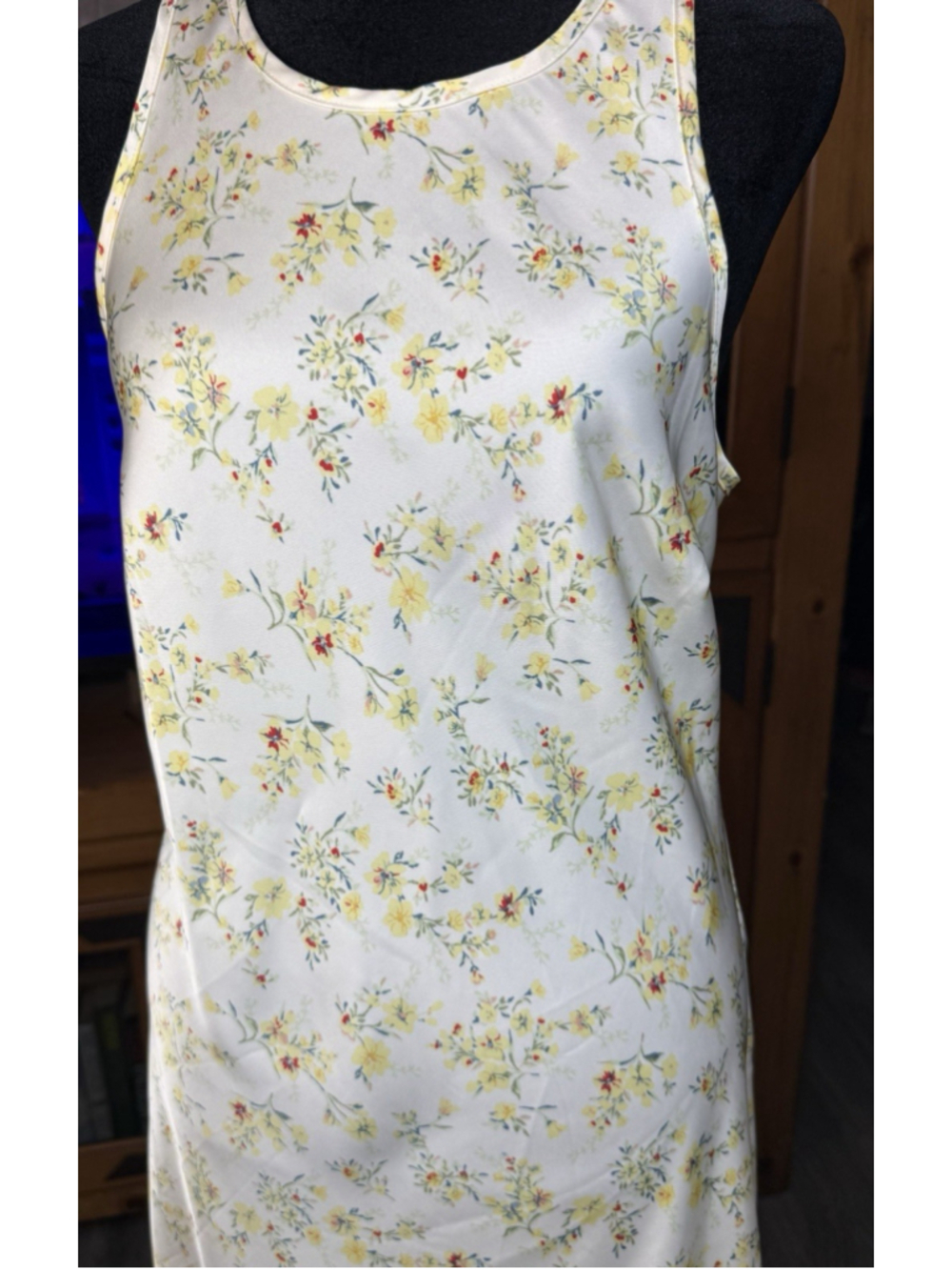 Christian Lacroix Light Yellow Satiny L Floral Maxi Long Dress Medium Sleeveless - Picture 3 of 10